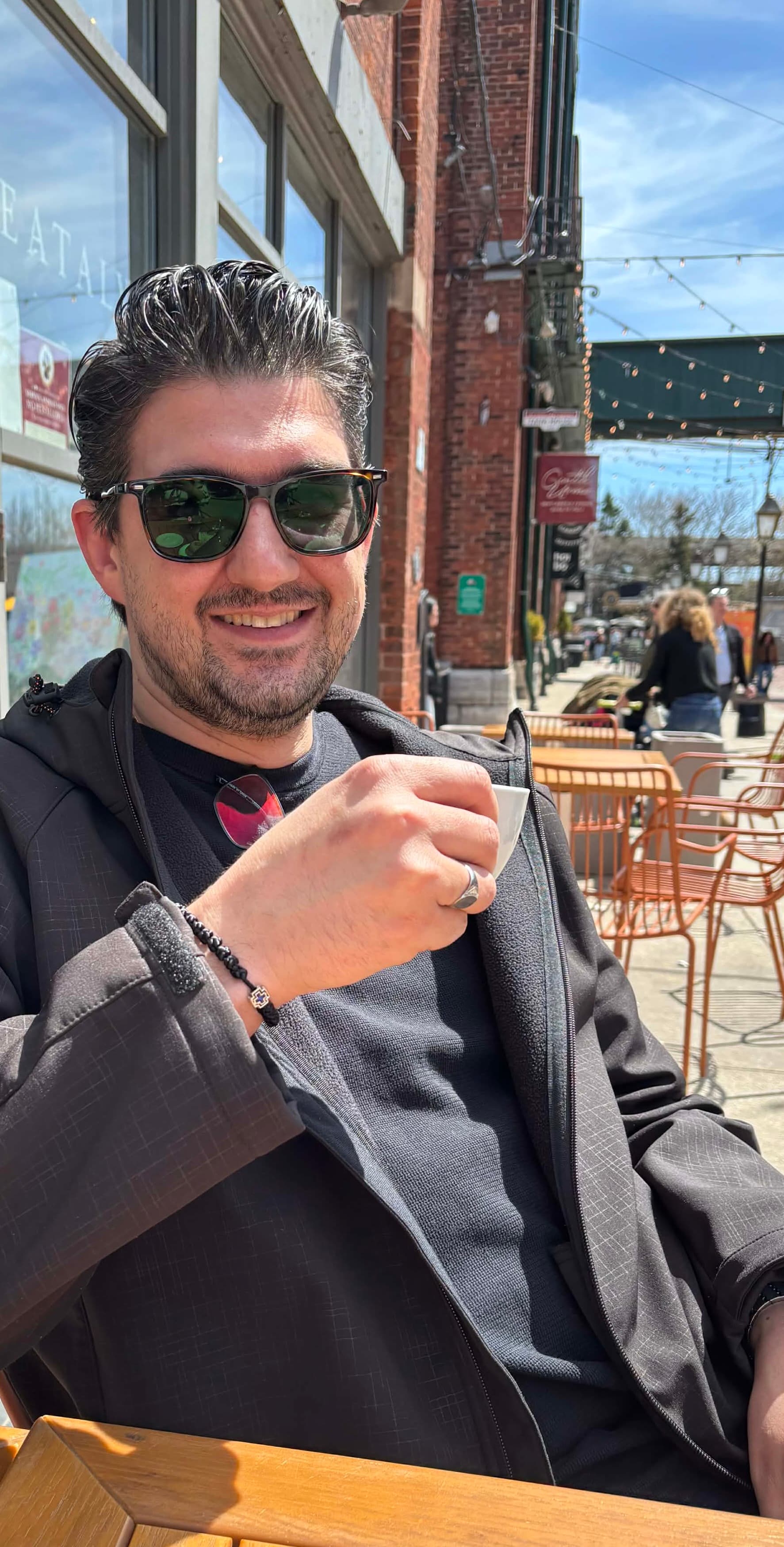 Chris Giannakopoulos at a downtown Stratford café